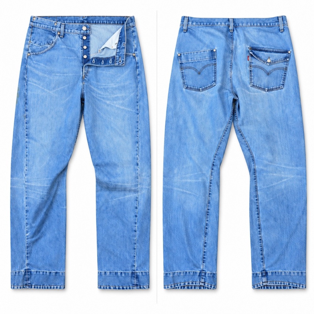 Y2K Levis Engineered Jeans Mens 36x32 Twisted Light Wash Back Flap Button Fly